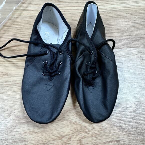 Bloch Childrens Jazzsoft Leather Jazz Shoes Black 10.5 Lace Up Split Sole Dance - Picture 1 of 3